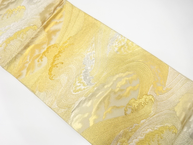 JAPANESE KIMONO / ANTIQUE FUKURO OBI / SILK / WOVEN ROUGH WAVE